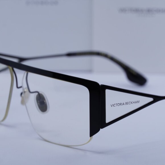 Victoria Beckham VB250S 001 Rectangle Sunglasses – Black/Gold/Transparent - Picture 3 of 9